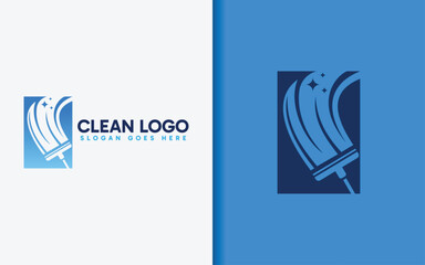 Minimalist Clean Logo Design with Cleaning wiper that is cleaning at the corner of the Square Shape. Negative Space Logo Concept. Vector Logo Illustration.