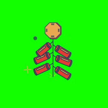 Fireworks : Animated Vector Illustration on Green Screen