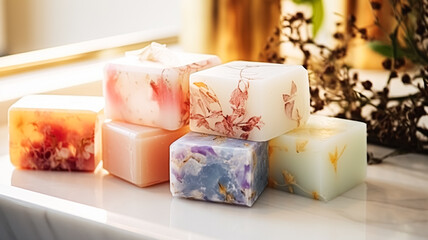 Homemade soap with floral scent