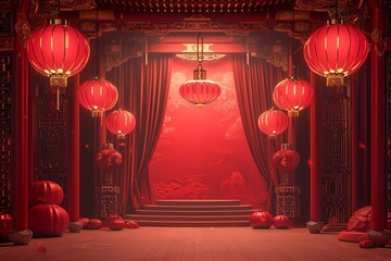 chinese new year red background, happy new year chinese. - obrazy, fototapety, plakaty