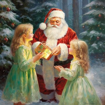 Christmas tree Santa Claus painting art decoration images