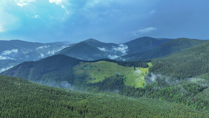 Picturesque landscape of the Carpathian mountains in summer. Zaprut mountains. Ukraine