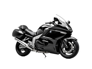 a black motorcycle with a white background