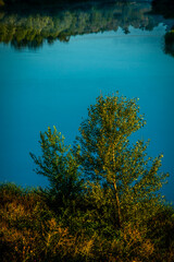 Lake in the morning . Fog on the lake at morning . Sunrise over the forest with fog . Summer vibes...