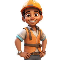 3d, construction manager figurine, isolated on white background