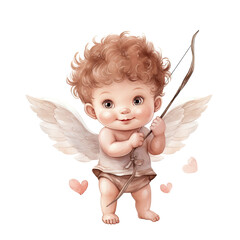 Fototapeta premium Watercolor Cute Cupid Clipart PNG, cute angle PNG, Valentine Cupid with Bow, Romantic Cupid Digital download, Love cupid, Cute Cherubs Cupids, angel illustrations, Cherubs art wedding, cupid wedding 