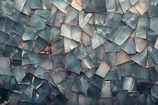 Abstract Mosaic of Shattered Mirror Pieces Reflecting Light