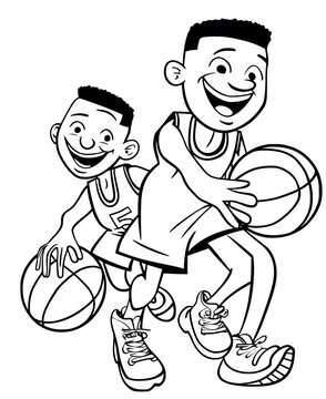 coloring page for kids, Shooting off the dribble, Being able to shoot while on the move and under pressure is a valuable skill in basketball, allowing players to create scoring opportunities for thems