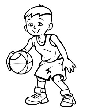 coloring page for kids, Shooting off the dribble, Being able to shoot while on the move and under pressure is a valuable skill in basketball, allowing players to create scoring opportunities for thems