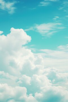 Teal sky with white cloud background © Lenhard