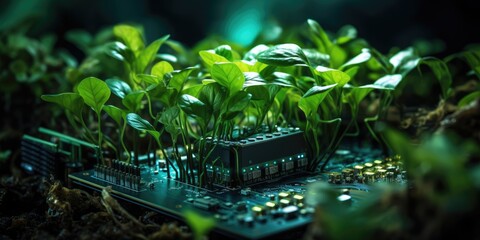 Close-up of an electronic circuit board. Concept of computer technology