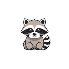 A cute raccoon minimalist icon art.