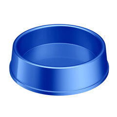 3D Blue Plastic Pet Bowl with Transparent Background