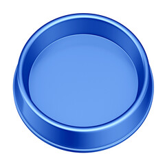 3D Blue Plastic Pet Bowl with Transparent Background