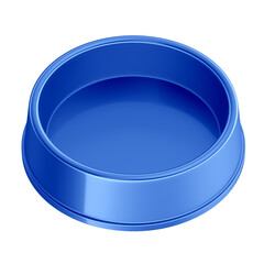 3D Blue Plastic Pet Bowl with Transparent Background
