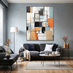 Abstract artwork in a modern apartment interior