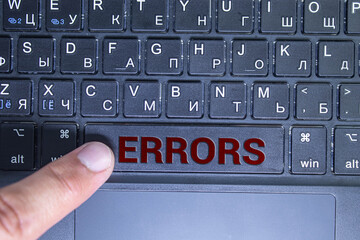 Error - act or statement that is not right or true or proper, text concept button on keyboard