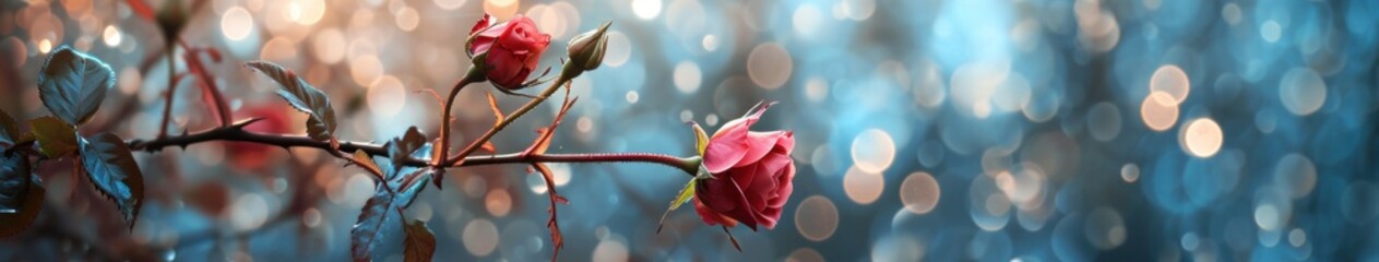 Captivating Valentine's Day Banner: Beautiful Roses, Love, and Romance - Perfect for Greeting Cards, Celebrations, and Floral Artistic Designs. Generative AI - obrazy, fototapety, plakaty