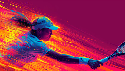 Colorful female tennis player