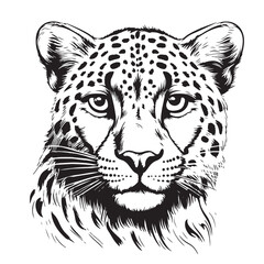 Cheetah Head Sketch Hand Drawn Graphic Safari Animals Vector Illustration