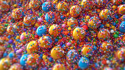 Colorful soft pastel candies confetti rainbow sprinkles mix wallpaper AI Generated image