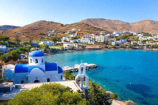 Beach of Foinikas on Syros island, Greece. 