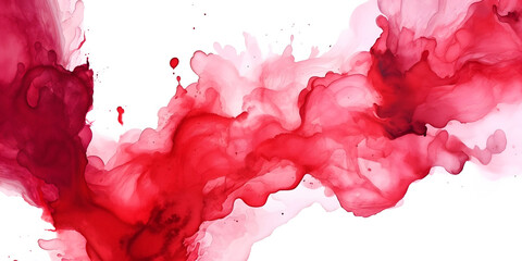 flowing watercolor stripe. Red layered drops, abstract background, white background.