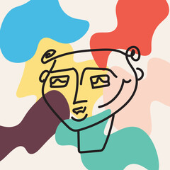 One line man with glasses