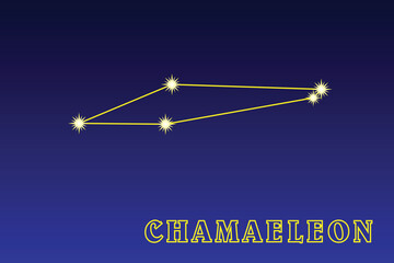 Constellation Chamaeleon. Constellation Chameleon. Near-polar constellation of the southern hemisphere of the sky. Contains 31 stars visible to the naked eye