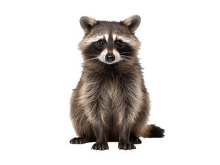 a raccoon sitting on a white background - obrazy, fototapety, plakaty