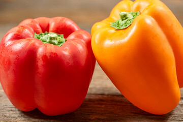 Natural and Fresh Red and Yellow Bell Peppers