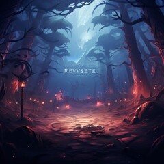 Battle arena with runes night magic forest image Ai generated art - obrazy, fototapety, plakaty