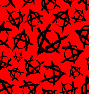 Anarchy sign pattern seamless. Punk symbol background