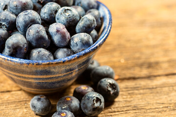 Bowl of Fresh Blueberries, Nutritious Fruit in Small Bowl