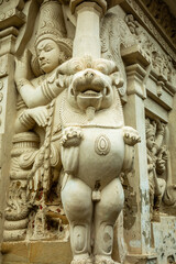 Kailasanathar temple ancient idol statues decoration, Kanchipuram, Tondaimandalam region, Tamil Nadu, South India