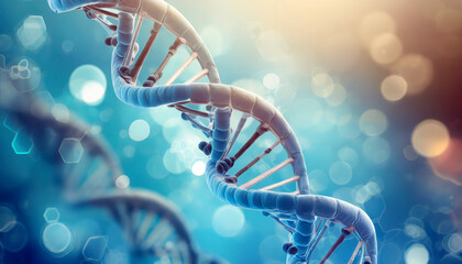 Biochemistry background concept with high tech dna molecule. 3d rendering