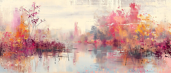 Uma imagem retratando uma paisagem serena no estilo do impressionismo, com pinceladas suaves capturando a jogada de luz na água e cores vibrantes e pontilhadas