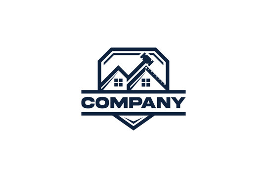 Creative logo design depicting a house with tools incorporated in the design. 
