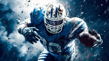 Dynamic portrait of a male American football player