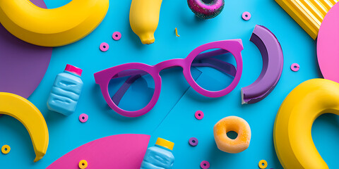 Uma imagem de uma colagem inspirada na Pop Art, incorporando cores vibrantes, produtos de consumo e...
