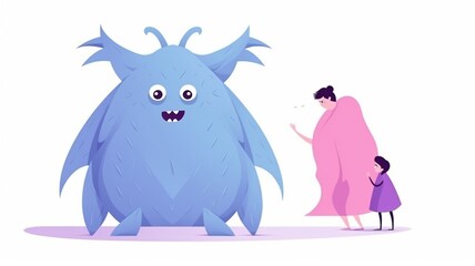 Cute little monster mignon cartoon vector illustration