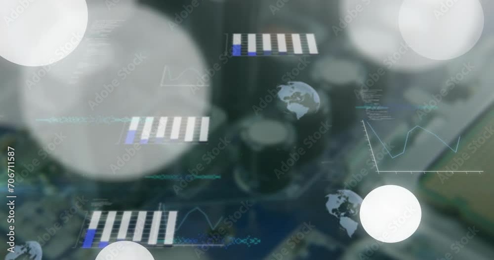 Poster animation of data processing over computer circuit board