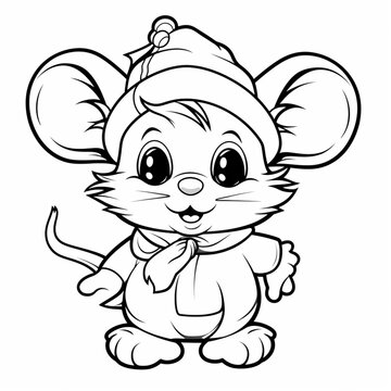 Cute mouse cartoon clipart black and white drawing picture