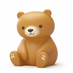 Cute plastic teddy bear doll isolated white background