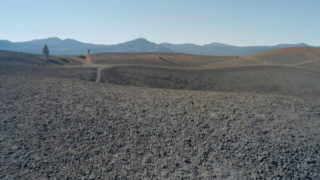Looking into the cinder cone volcanic crater in Lassen National Park