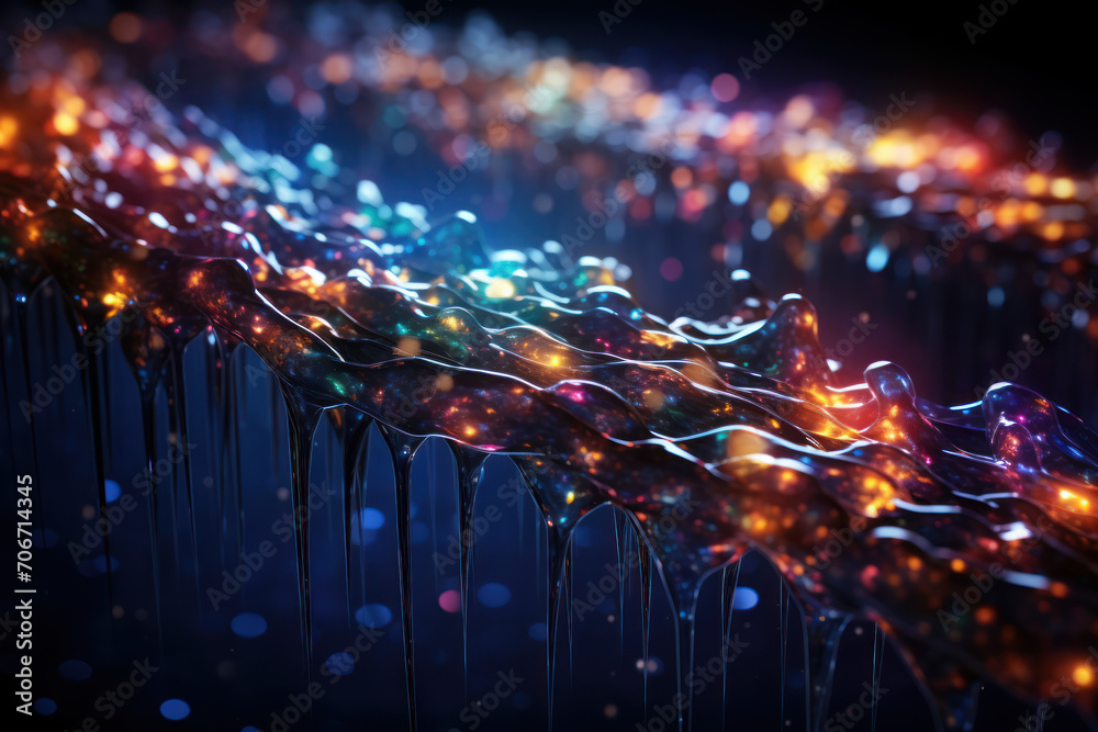 Poster streams of digital data intertwining and converging, illustrating the interconnected nature of the i