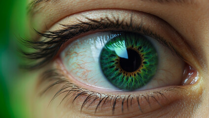 Fototapeta premium Beautiful green eye closeup