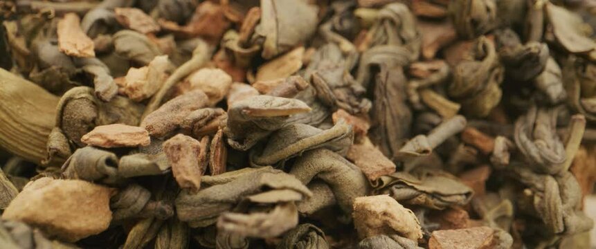 Dried tea leafs in macro.