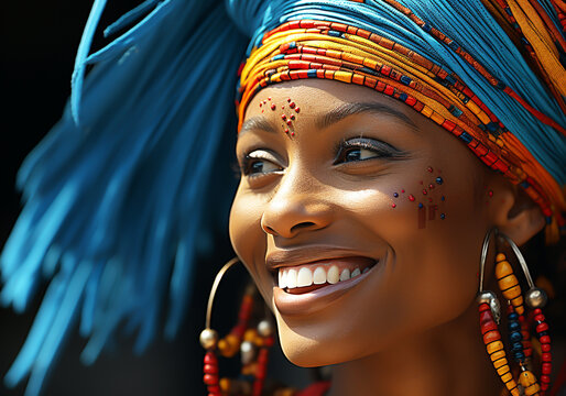 Woman in traditional clothes and headscarf. Woman's Day. Tradition and culture. AI generated