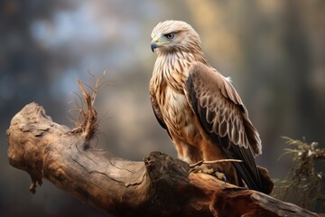 Fototapeta premium Small Eagle Perched on Branch, Capturing a Majestic Moment in the Wilderness Landscape